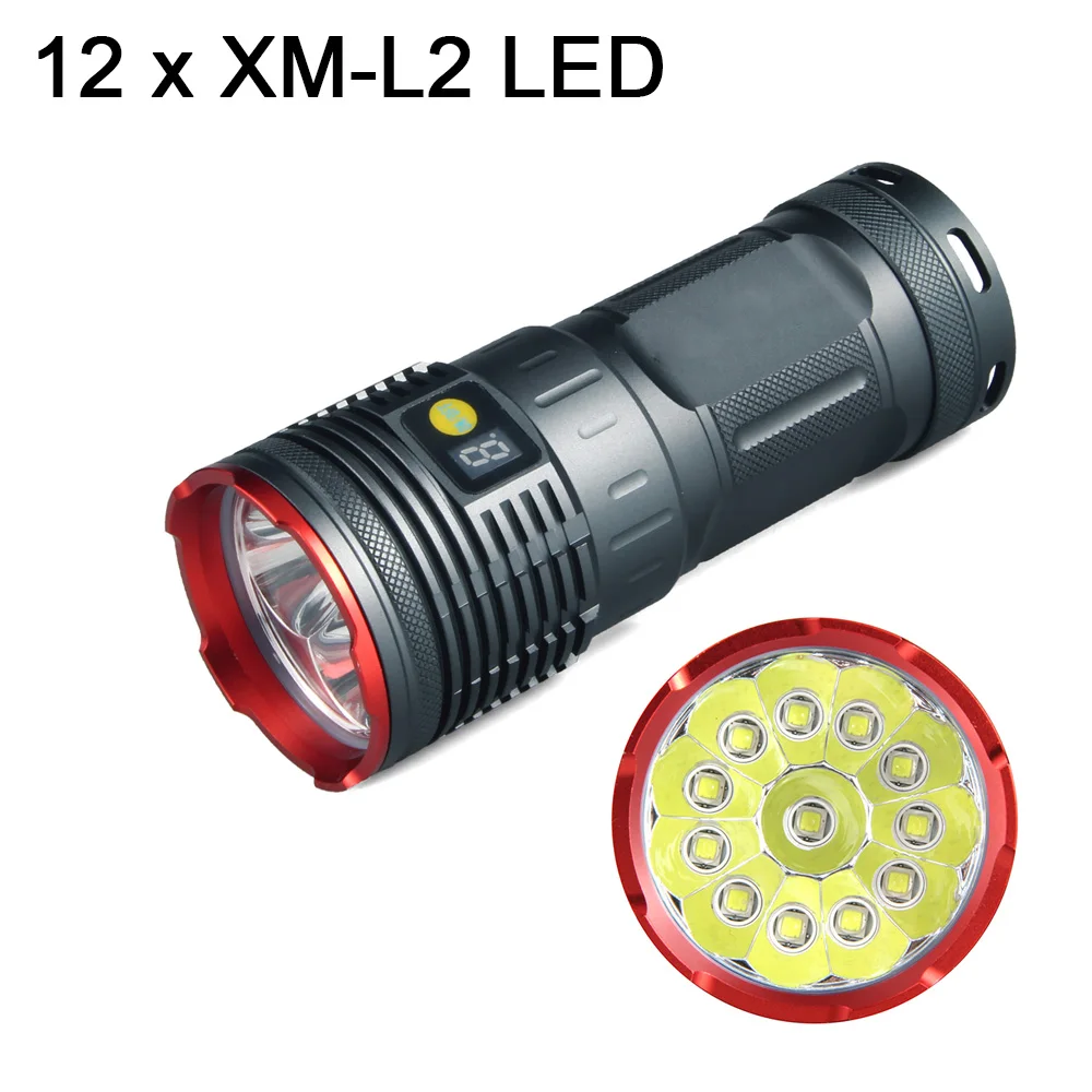 

Newest Q8 Powerful LED flashlight 72000 lumens 12 * L2 LED flashlight 4 modes Portable tactical flashlight light lamp 4 * 18650