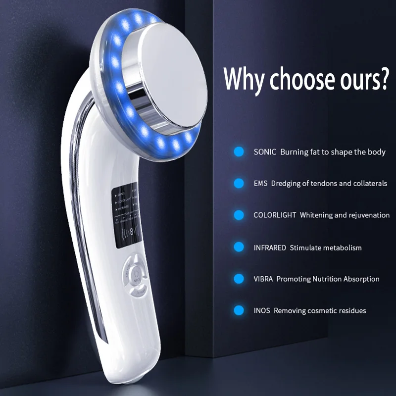  Body Shaping Machine 6 in 1 EMS Weight Loss Massager for Stomach Fat Remover Device Face Arm Blue R