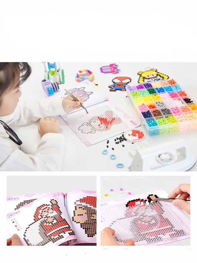 JINLETONG Hama Beads 5mm Kit 2600pcs jigsaw puzzle Fuse Beads Set, 4 Big Pegboards, 2 Ironing Paper 2Pcs Tweezers Christmas Gift