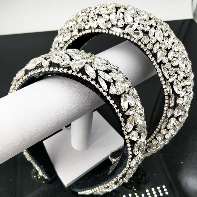 Headbands For Women Retro Floral Rhinestones Headband Lady Pearl Crystal Girl Barlot Style Headpiece Wedding Hair Acces | Украшения и