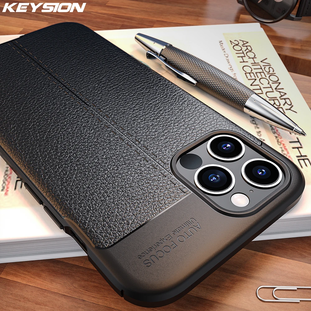 KEYSION чехол для телефона iPhone 12 Pro Max личи кожа Текстура ТПУ Силиконовый
