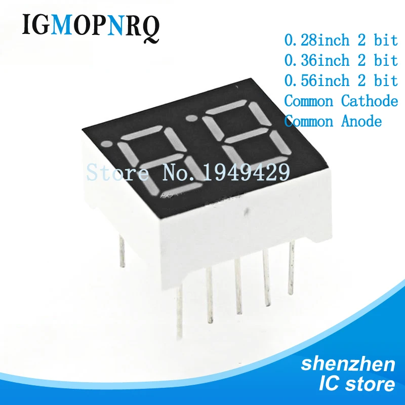 5pcs 7 segment Common Cathode Anode 2 Bit digital Tube 0.56inch Red LED Display Digital tube | Электронные компоненты и