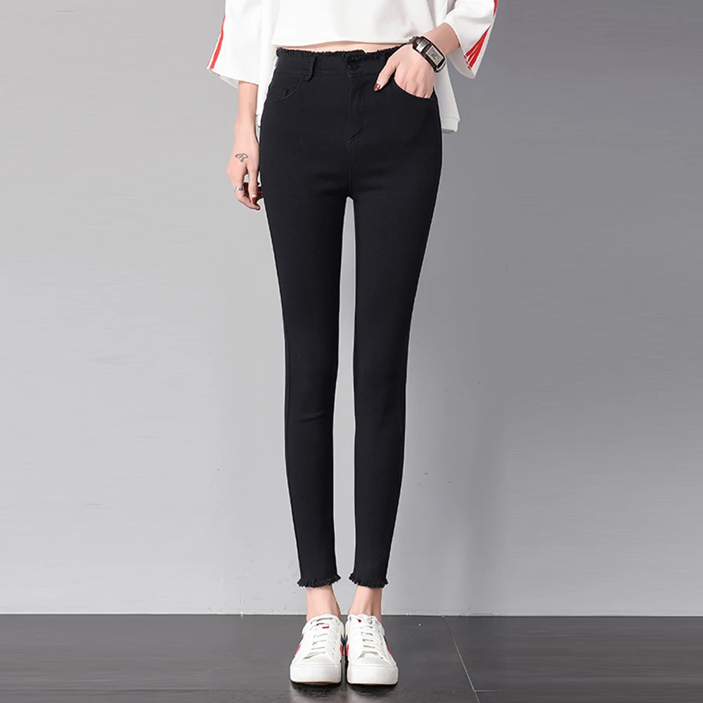 

New 2019 Women Skinny Pencil Pants Plus size Stretch Women Leggings Female Tassel Casual Pants Autumn Trousers