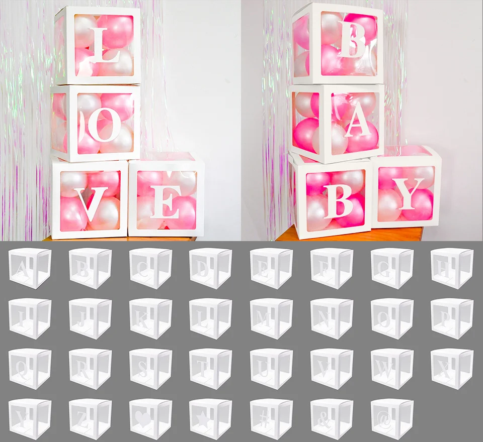Nicro Алфавит прозрачная коробка Упаковка Имя шар DIY письмо коробка Baby Shower Любовь Свадьба День Рождения Декор# Bal121