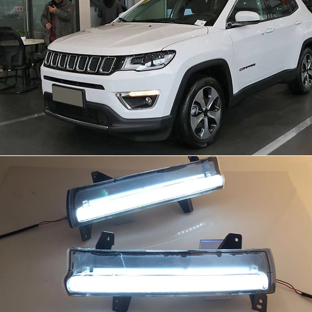 Автомобильная проблесковая 1 пара для Jeep Compass 2017 2018 2019 светодиодный DRL Дневной