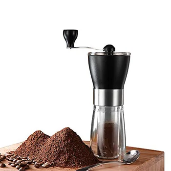 

Hand-cranked Manual Coffee Grinder Portable Bean Mill Stainless Steel Handle Adjustable Ceramic Burr Assembly for Travel Coffee