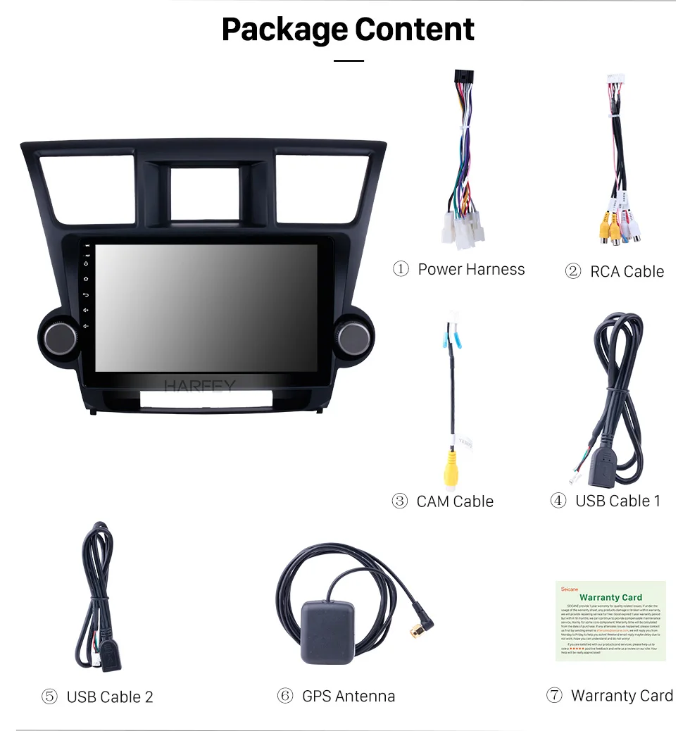 Discount Harfey Quad Core 10.1"Car Radio GPS Navigation Android 9.0 Car Audio Player For 2014 2015 Toyota Highlander Support Bluetooth 16