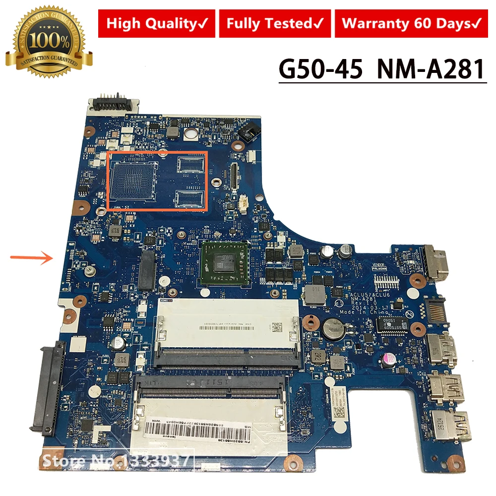 Для Lenovo G50-45 материнская плата ноутбука ACLU5/ACLU6 NM-A281 100% тестирование материнской