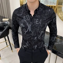 Хлопок, повседневные рубашки для мужчин, приталенная рубашка с длинным рукавом, высокое качество, принт, деловая одежда, рубашки, черный, белый цвет, уличная одежда, Camisa