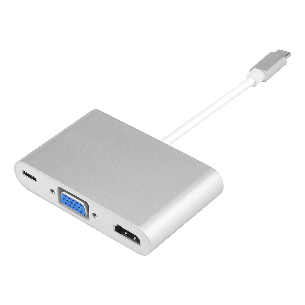 USB C к HDMI VGA USB 3,0 type C аудиоконцентратор адаптер 5 в 1 мульти порт конвертер для Macbook Pro концентратор адаптер с адаптером питания