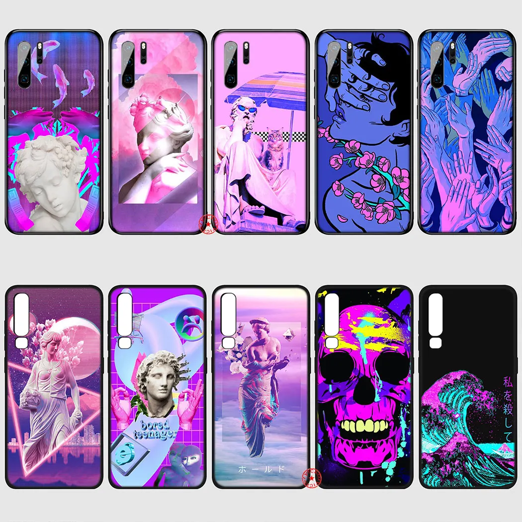 Мягкий силиконовый чехол для телефона с изображением статуи Дэвида Vaporwave Huawei P Smart