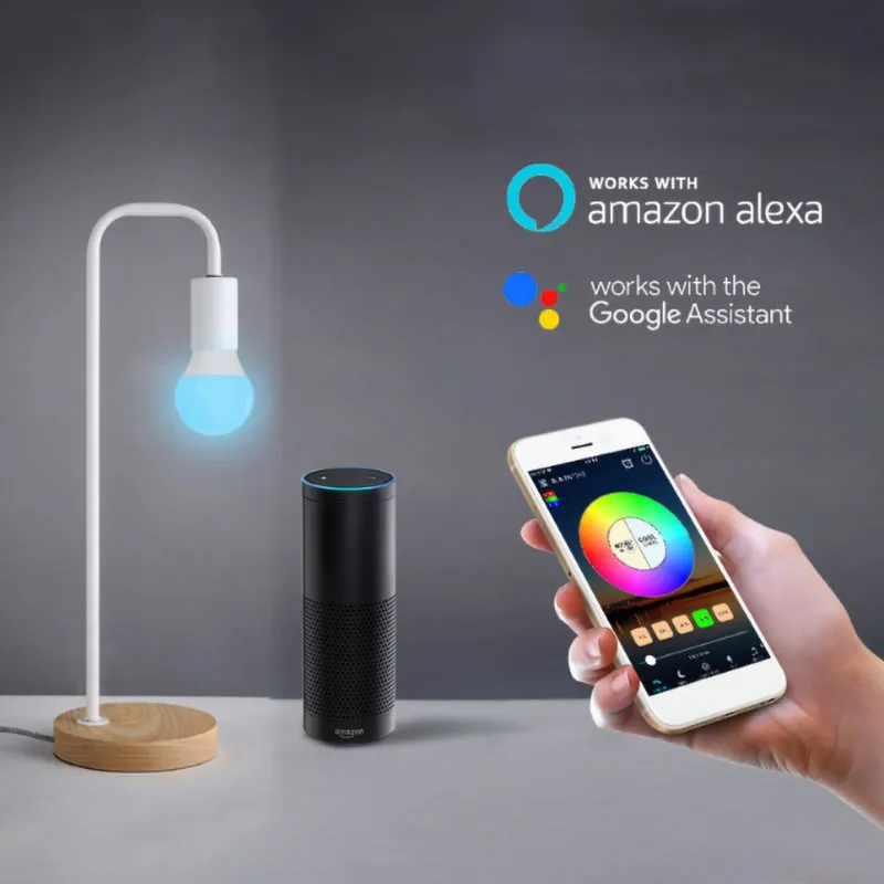Умный светодиодный светильник E27 винт RGB WiFi многоцветный светильник для ECHO Google Home