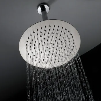 

Hideep Bathroom Shower Top Spray Ultra-Thin 10-Inch Circle Stainless Steel Brushed Top Shower Head HIHSPJ020-2