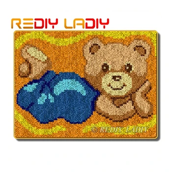 

Latch Hook Kits Make Your Own Rug Cozy Bear Crocheting Cushion Mat DIY Carpet Rug Set Acrylic Yarn Printed Canvas Hobby & Crafts