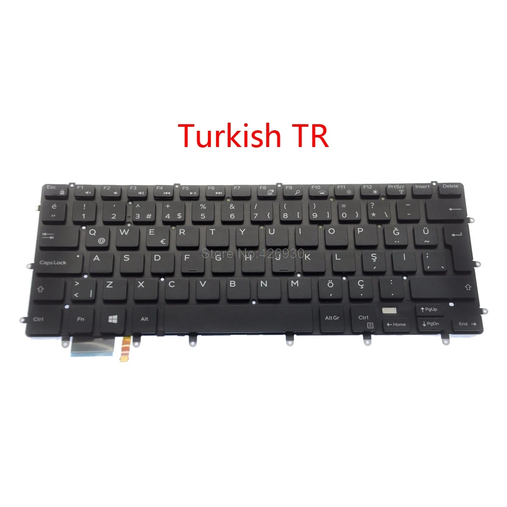 Клавиатура для ноутбука DELL для XPS 15 9550 9560 5510 5520 7568 с подсветкой Великобритания Французский FR Турецкий TR Таиланд TI латинская LA - Цвет: Turkish TR