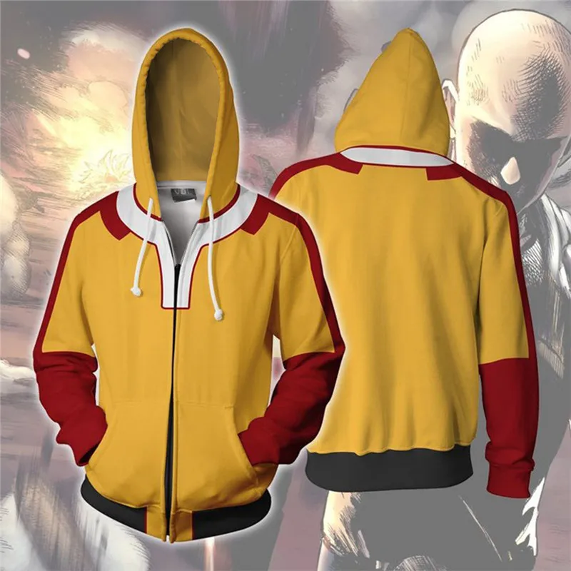 Аниме толстовки Толстовка ONE PUNCH MAN Косплей Костюм толстовка на молнии унисекс Повседневная куртка 3D принт