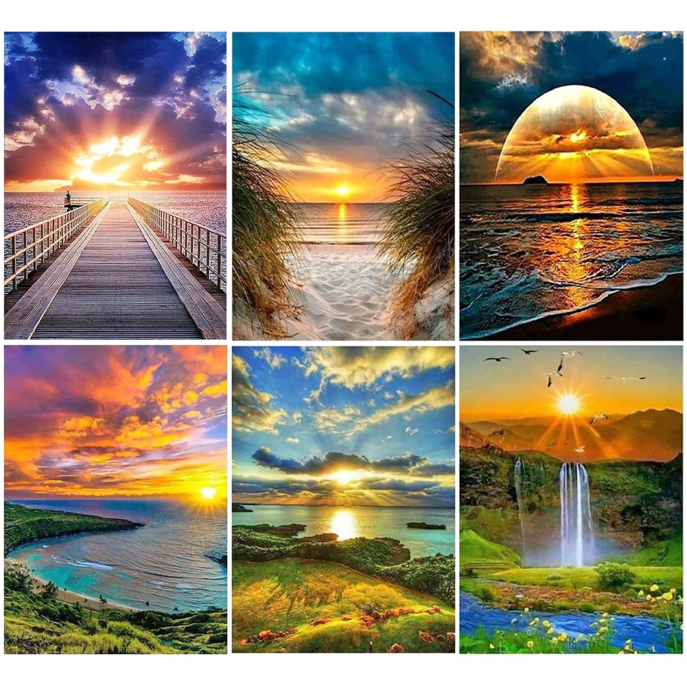 DIY Cross Stitch Different Size Landscape Series Set 11CT Ecological Cotton Thread Printing Embroidery Home Decoration Painting cross stitch kit