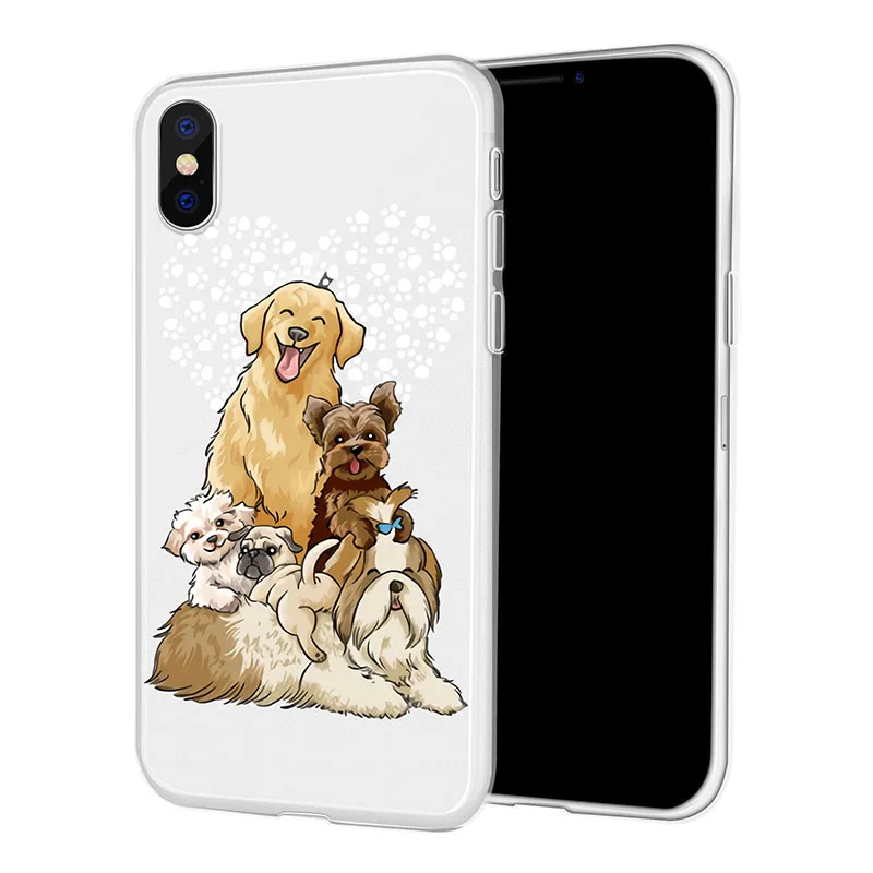 Чехол для телефона для iPhone 11 Pro X 8 6 7 6 Plus 5 5S SE MAX милый питомец животное собака золотой ретривер Лабрадор прозрачный силиконовый чехол