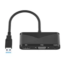 Adaptateur VGA USB 3.0 vers HDMI, multi affichage 4K HD 3 en 1, convertisseur compatible avec Windows 7/8/10 OS
