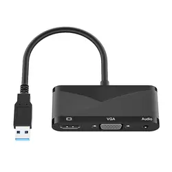 Adaptateur VGA USB 3.0 vers HDMI, multi affichage 4K HD 3 en 1, convertisseur compatible avec Windows 7/8/10 OS 