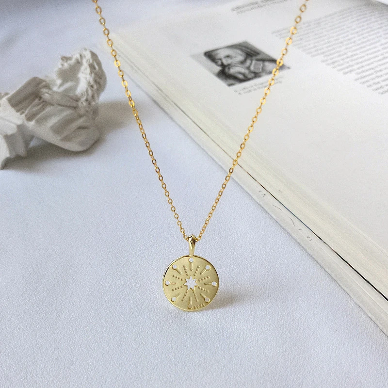 

925 Sterling Silver Gold Pendant Necklace For Women Chic Elegant Link Chain Fine Jewelry olye Collar Mujer Bizuteria Damska