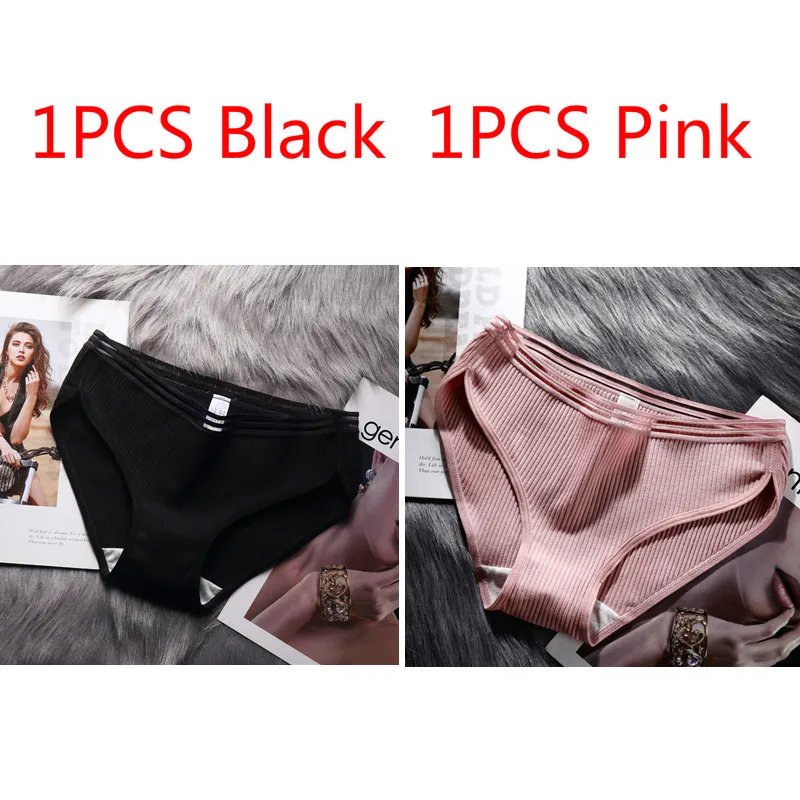 2pcs Color 5 1/2/3 шт. Для женщин трусики Мягкий хлопок сплошной Цвет для отдыха в ночном клубе, трусики сексуальное женское нижнее белье женское нижнее бельё, Женские Трусы Уютный Трусики - Цвет: 2pcs Color 5