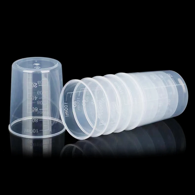 100 ml Ruseable Disposable Clear Graduated Plastic Mixing Cups Use for Paint Resin Epoxy Art Kitchen Laboratory 10PCS plastic paint mixing cups