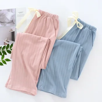 

XIFER Home Pants Knitted Women's Cotton Wool Pants Loose Casual Large Size Knitted Cotton Pure Color Ladies Sleep Pants