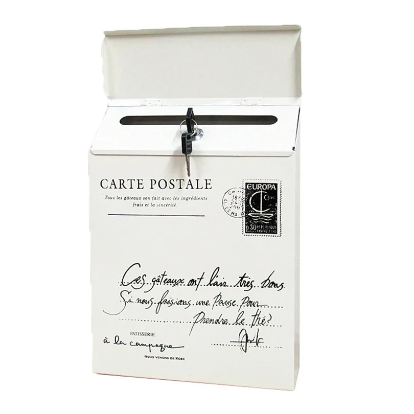 mail box European creative iron Vintage Retro Wall Mount Mailbox with lock Mail Postal Letter Newspaper Box Waterproof#3S27
