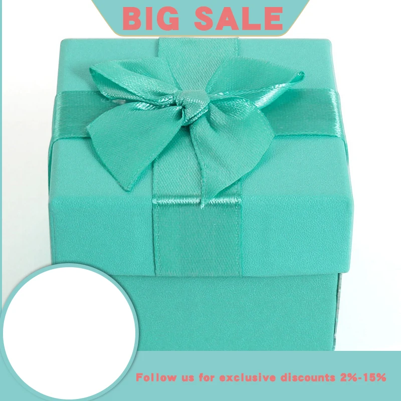 

New High-end Green Ribbon Bow Paper Wedding Ring Box Earring Jewelry Storage Case Gift For Lovers 5 Colors Available
