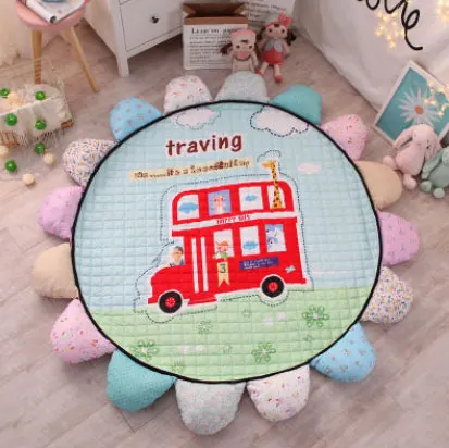 Happy bus Диаметр 175 см Подсолнух мультфильм животное мягкий детский игровой Коврик развивающий детский Противоскользящий ковер безопасность спальня коврик игрушка - Цвет: Happy bus