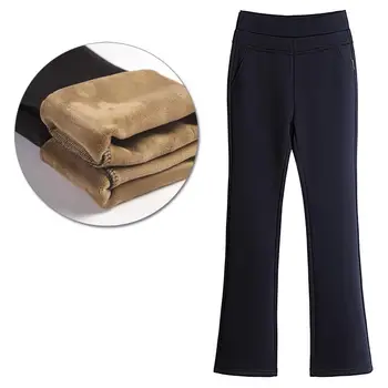 

Nonis 2019 Elastic High Waist Women Pants With Thick Warm Gold Velvet Bottom Flare Pantalon Femme For Winter Tretch Plus Size