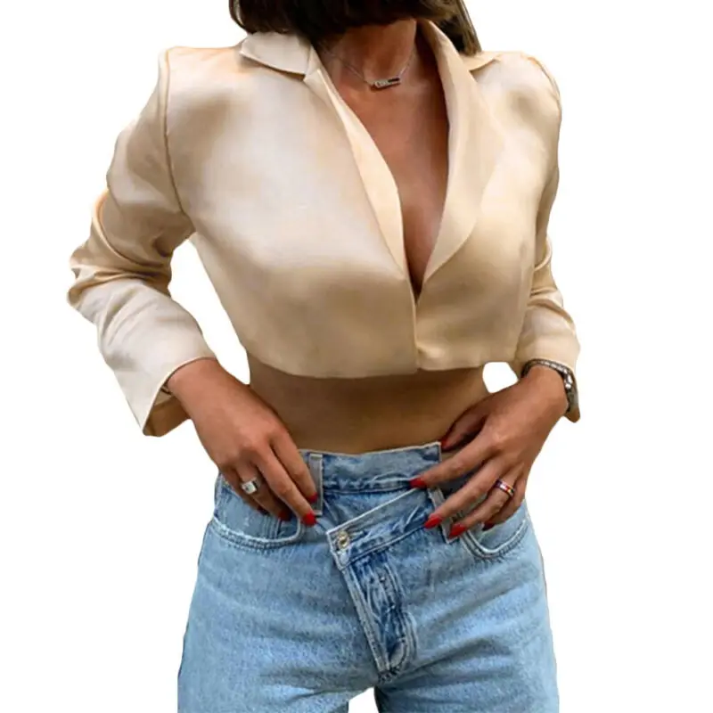 

Black Solid Shawl Collar Satin Crop Blazer Women Summer Autumn Chic Long Sleeve Elegant Outwear Coats Workwear Blazers