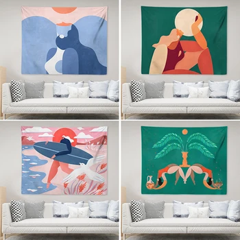 

Tropical Wall Hanging Tapestry Nordic Women 3D Printed Velvet Tapestry Home Art Decor Yoga Mat Shawl Blanket
