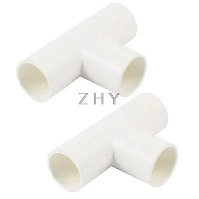

2 Pcs T Type 3 Way White PVC 20mm Inner Dia Wire Pipe Fitting Connector