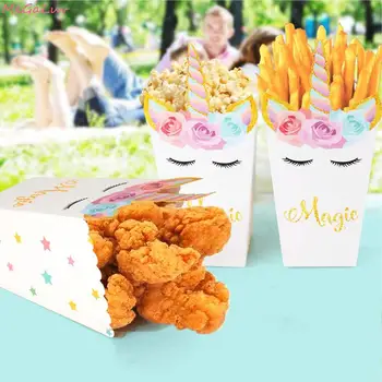 

Unicorn Popcorn Boxes Mermaid Theme Paper Candy Box Unicorn Plastic Gift Candy Bags Kids Birthday Festival Party Supplies