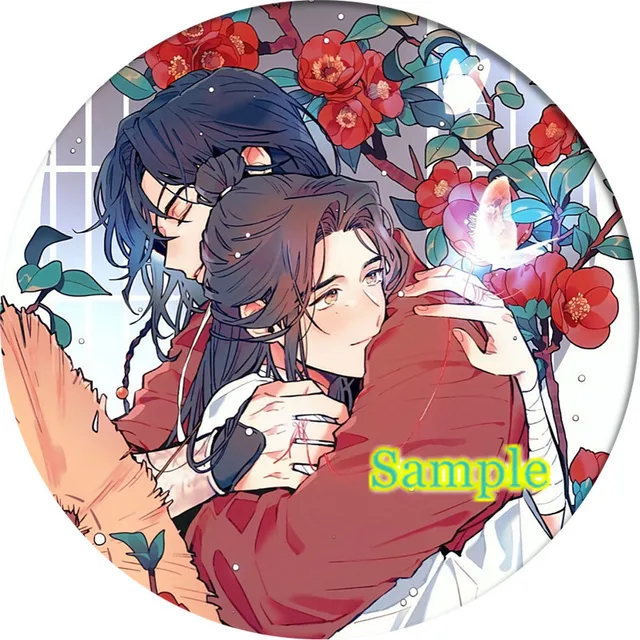 Cartoon tian guan ci fu Hua Cheng Xie Lian Cosplay Badge Brooch Pin Anime Accessories For Clothes Backpack Decoration gift Burgundy