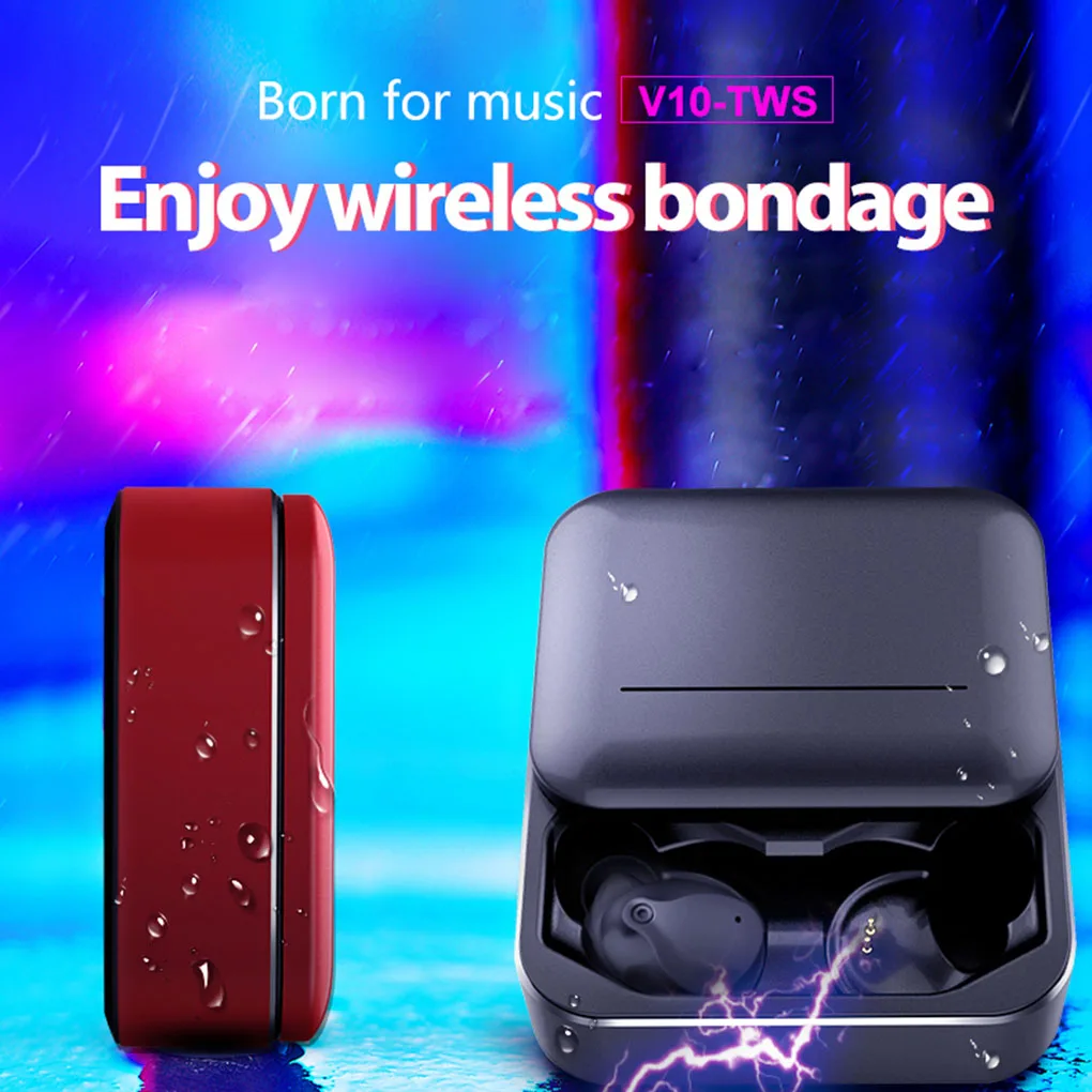 TWS V10 Мини Bluetooth наушники с микрофоном Беспроводные спортивные наушники с шумоподавлением гарнитура и зарядная коробка