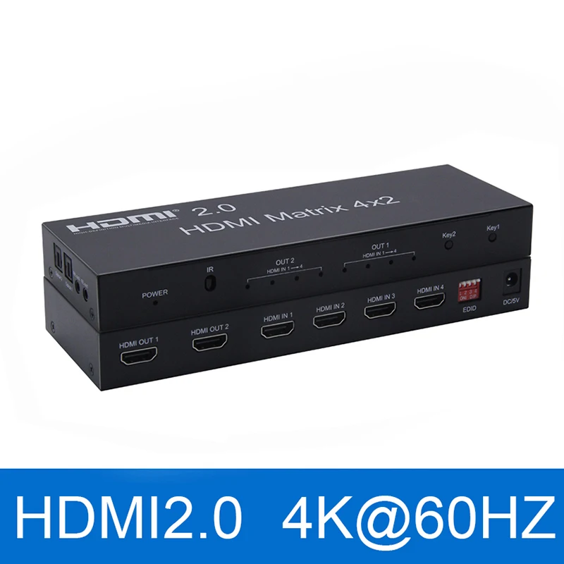 2,0 HDMI матричный 4x2 с toslink аудио 4K@ 60Hz HDR переключатель разветвитель 4 в 2 Выход YUV 4:4:4 HDCP 2,2 с EDID& HDMI ИК-управлением