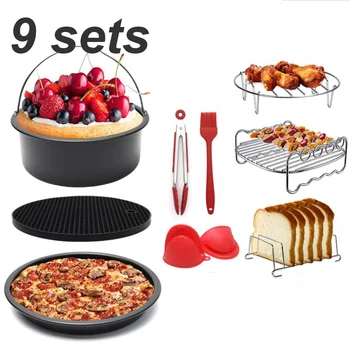 

Air Fryer Accessories for Gowise Phillips Cozyna and Secura, Set of 9, Fit all Airfryer electric fryer 5.3QT to 5.8QT