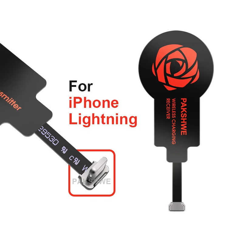 Qi Беспроводное зарядное устройство приемник модуль адаптер для Lightning iPhone 5 5S 5C SE 6S 7 7Plus Android Micro-usb type-C телефоны универсальные - Тип штекера: Red for iPhone