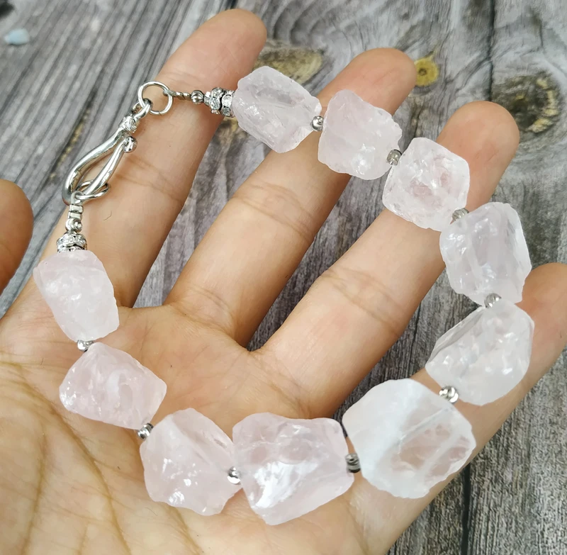 YA4014 Rose Quartzs камень разделитель браслета застежка