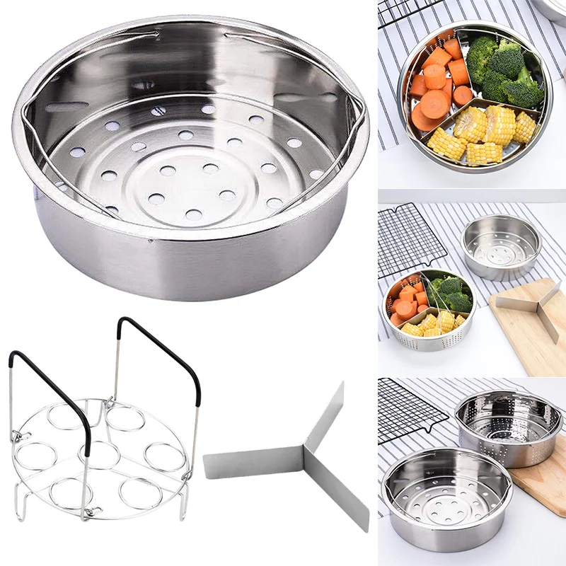 

Hot Stainless Steel Pot Steamer Basket Egg Steamer Rack Divider for Pressure Cooker Pot D6