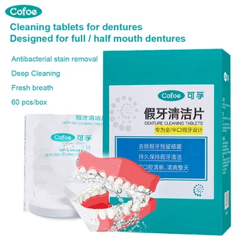 

Cofoe Denture Cleansing Tablet 60 tabs denture cleanser pills whitening remove plaque antibacteria Teeth Cleaning Tool Health