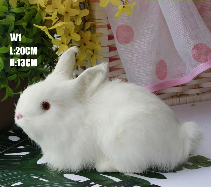 W1 Заполненная плюшевая игрушка кролик мех имитация животных большая игрушка белый кролик милый кролик украшение дома детский подарок обучающий реквизит - Цвет: W1