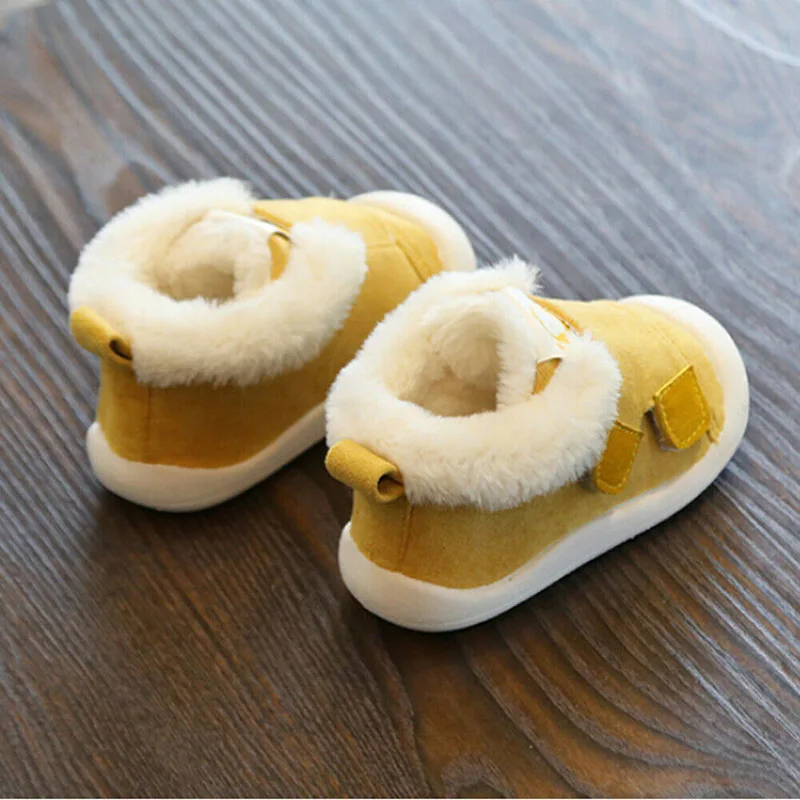 Цвет: желтый Toddler Baby Boys Girls Casual Shoes Soft Soled Snow Cotton Shoes Autumn Winter Oxford Velvet Crib Shoes - Цвет: Цвет: желтый
