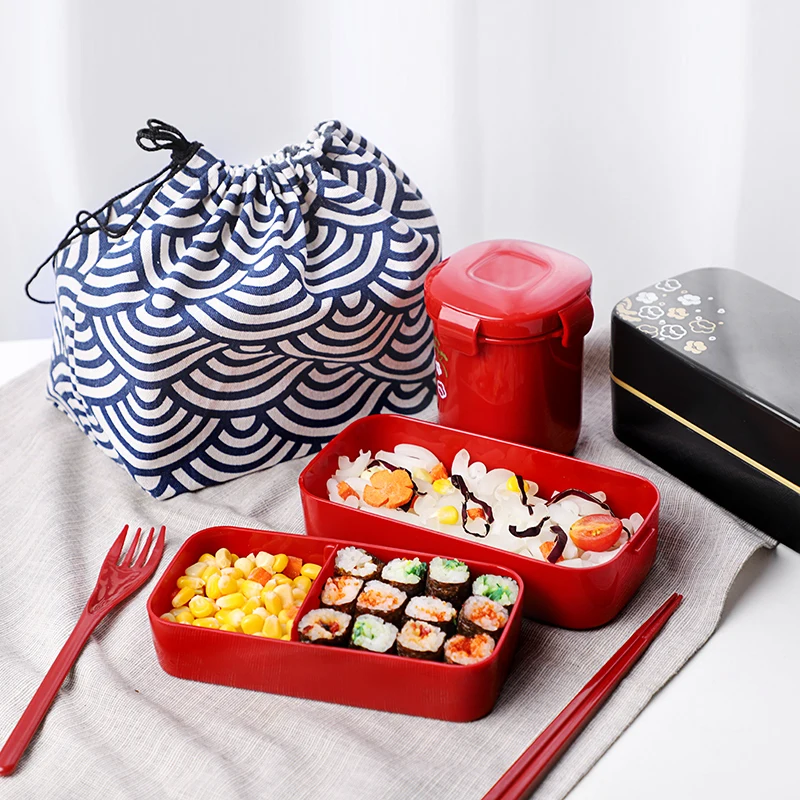 Microwave Lunch Box 2 Layer Japanese Flower Bento For Food Container