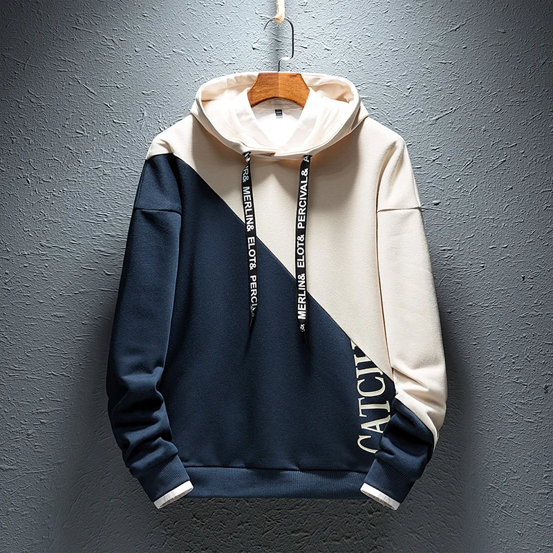 Khaki Hoodie 3 SingleRoad мужские толстовки с капюшоном Весенняя Японская уличная одежда Лоскутная Повседневная Толстовка мужская хип-хоп желтая Толстовка спортивный костюм для мужчин - Цвет: Khaki Hoodie 3