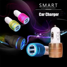 Автомобильный Зарядное устройство 2 Порты и разъёмы s сигареты Порты и разъёмы 5v 2.1A микро-автоматический Мощность адаптер с двумя портами USB красочные водить автомобиль Зарядное устройство