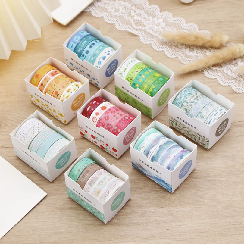 

5Pcs Basic Washi Tapes Diary Decoration Masking Tape Cinta Adhesiva Decorativa Journaling Scrapbooking Supplies Washi Tape Set